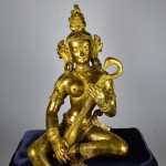 Antica scultura in bronzo dorato - Saraswati - Tibet / Nepal