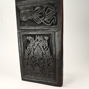 Antique hand carved wooden printing block wrathful deity double vajra Nepal Tibet