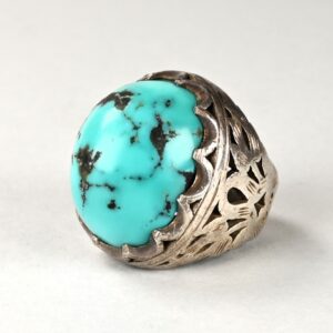 Heavy Silver And Turquoise Ring